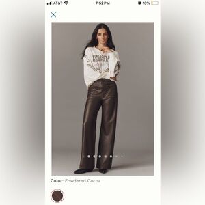 Anthropologie Colette Pant Full Length Faux Leather, size 33